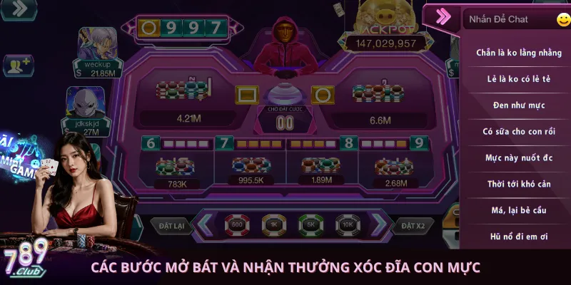 Các bước mở bát và nhận thưởng Xóc Đĩa Con Mực