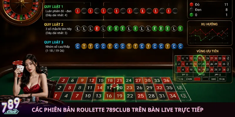 Các phiên bản Roulette 789club trên bàn Live trực tiếp