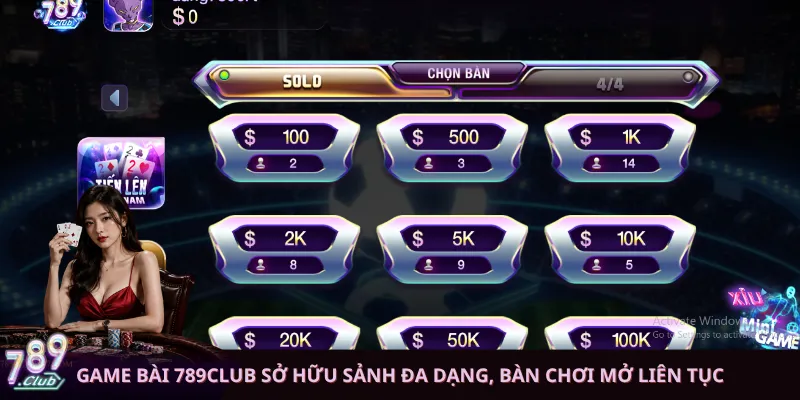 Game bài 789club sở hữu sảnh đa dạng, bàn chơi mở liên tục
