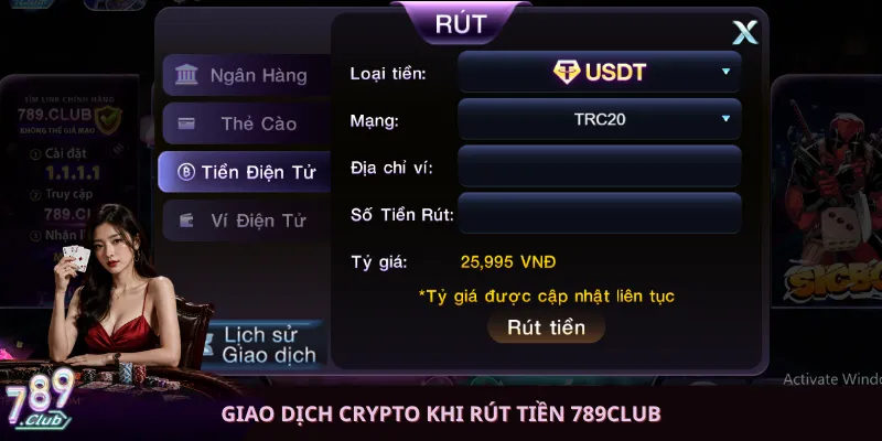 Giao dịch Crypto khi rút tiền 789club