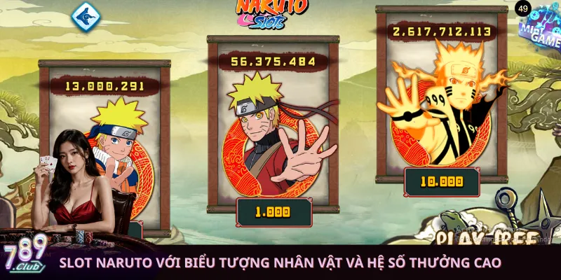 Slot Naruto với biểu tượng nhân vật và hệ số thưởng cao