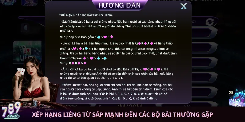 Xếp hạng Liêng từ Sáp mạnh đến các bộ bài thường gặp